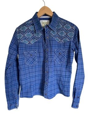 Rough Stock by Panhandle Carrigan Plaid Print Long Sleeve Western Shirt Small